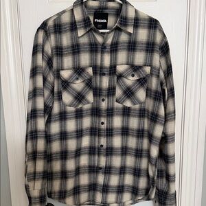 RSQ Men's Navy and Cream Plaid Shirt